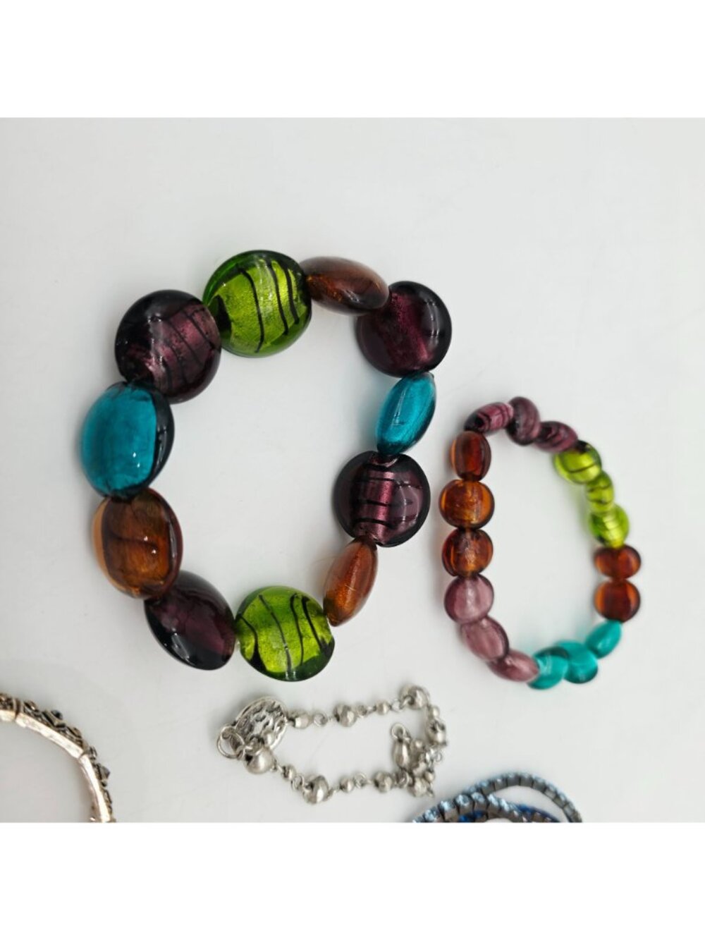 Mixed Lot Of Fashion Bracelets & Bangles Beaded Rhinestone Glass & Metal - Picture 2 of 9